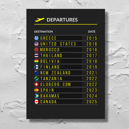 "Departures Board" personnalisable Globeoo®