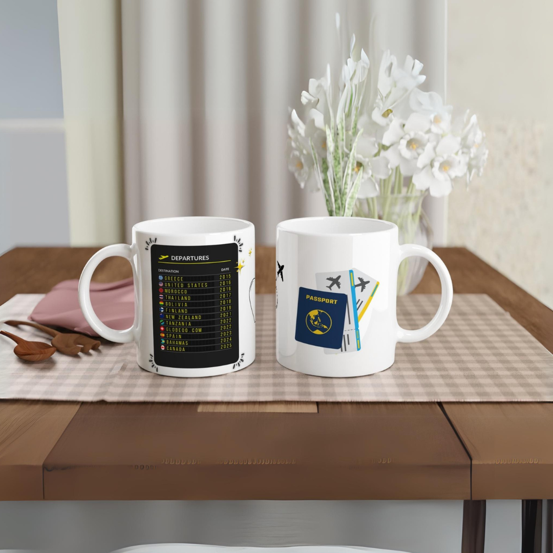 "Departures Mug" personnalisable Globeoo®