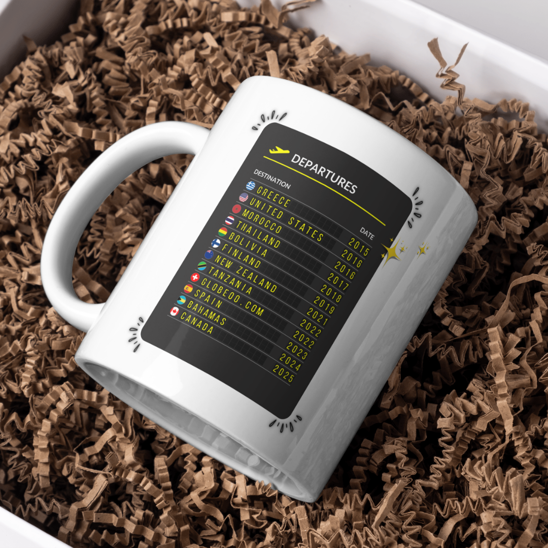 "Departures Mug" personnalisable Globeoo®