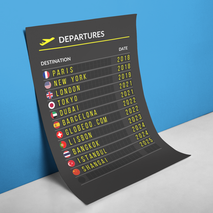 "Departures Board" personnalisable Globeoo®