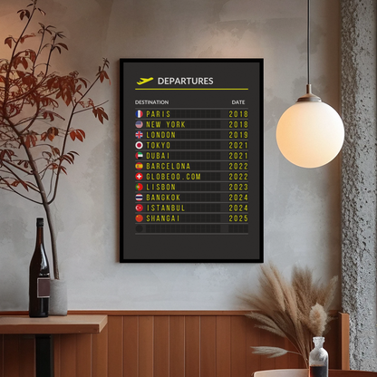 "Departures Board" personnalisable Globeoo®