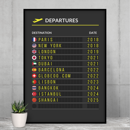 "Departures Board" personnalisable Globeoo®