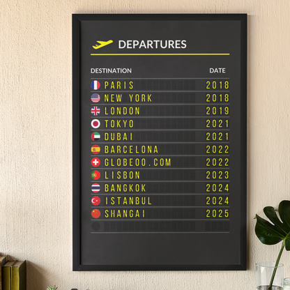 "Departures Board" personnalisable Globeoo®