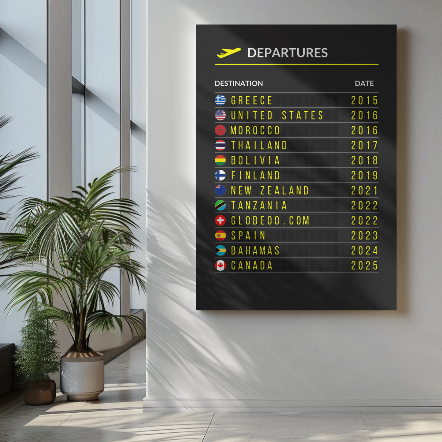 "Departures Board" personnalisable Globeoo®